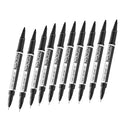 10 Pieces Black Double Ended Waterproof Permanent Oily Paint Marker Pen Set