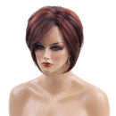 Elegant Women Girls Short Natural Looking Layered Synthetic Hair Wigs With Cap Dark Brown Face Frame Style Costume Party Daily Wear Use