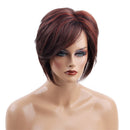 Elegant Women Girls Short Natural Looking Layered Synthetic Hair Wigs With Cap Dark Brown Face Frame Style Costume Party Daily Wear Use
