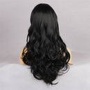 25'' Long Wavy Women Lady Full Wigs Natural Fluffy Black Heat Resistant Synthetic for Salon Hairstyling Party Cosplay Custume