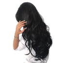 25'' Long Wavy Women Lady Full Wigs Natural Fluffy Black Heat Resistant Synthetic for Salon Hairstyling Party Cosplay Custume