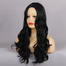 25'' Long Wavy Women Lady Full Wigs Natural Fluffy Black Heat Resistant Synthetic for Salon Hairstyling Party Cosplay Custume