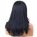 Daily Wear Costume Cosplay Party Women Long Straight 100% Real Human Hair Wigs With Cap Side Bangs Heat Resistant Black