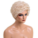 10" Women Daily Wear Costume Party Cosplay Short 100% Real Human Hair Wigs With Cap Heat Resistant Platinum Blonde