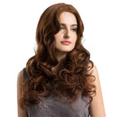 Elegant Women Girls Costume Long Fluffy Wavy Curly Synthetic Hair Wigs + Cap for Cosplay Party Daily Use Brown