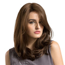 Women's Fashion Medium Long Curly Wave Wig Natural Full Head Wigs Brown