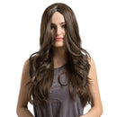 Women Long Middle Part Wig Natural Brown Curly Synthetic Hair Wigs Cosplay