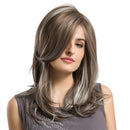 Fashion Charming Fluffy White Brown Mixed Medium Long Wig Heat Resistant for Women Ladies Daily Wear/Party Cosplay