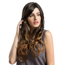 Elegant Women Girls Ombre Long Curly Wavy Synthetic Hair Wigs With Cap Black Brown for Costume Cosplay Party Daily Use