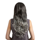 Women Ladies Fashion Long Curly Body Wavy Black Grey Gradient Wig Heat Resistant for Daily Wear/Party Cosplay