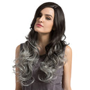 Women Ladies Fashion Long Curly Body Wavy Black Grey Gradient Wig Heat Resistant for Daily Wear/Party Cosplay