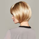 Women Girls Costume Party Short Natural Straight Layered 100% Real Human Hair Wigs With Cap Ombre Gold Heat Resistant