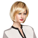 Women Girls Costume Party Short Natural Straight Layered 100% Real Human Hair Wigs With Cap Ombre Gold Heat Resistant