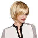 Women Girls Costume Party Short Natural Straight Layered 100% Real Human Hair Wigs With Cap Ombre Gold Heat Resistant