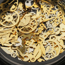Lot Nail Art Decoration DIY Gold Wheel Clock Parts Small Thin Metal Spangle Charm Glitter Tips kit