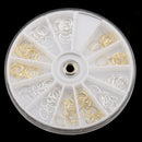 Lots Silver Gold 3D Nail Art Hollow Round Circle Glitters Charms Tips DIY Decorations Rings Manicure Wheel