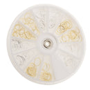 Lots Silver Gold 3D Nail Art Hollow Round Circle Glitters Charms Tips DIY Decorations Rings Manicure Wheel