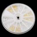Lots Silver Gold 3D Nail Art Hollow Round Circle Glitters Charms Tips DIY Decorations Rings Manicure Wheel