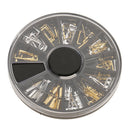 Lots Golden Silver 3D Metallic Nail Art Rhinestones Glitter Tips Studs Retangle DIY Decorations Manicure Accessories Wheel