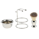 Mens Beard Shaving Grooming Kit, Brush, Safety Straight Razors, Alloy Bowl and Stand Base