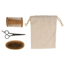 3 IN 1 Beard Bristle Shaving Brush Wood Shaping Comb Hair Scissors Shears Mustache Grooming Tools Kit Set for Men