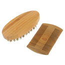 3 IN 1 Beard Bristle Shaving Brush Wood Shaping Comb Hair Scissors Shears Mustache Grooming Tools Kit Set for Men