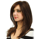 20" Fashion Women Natural Long Straight Partial Bangs Wig Synthetic Full Hair Wig for Party Cosplay Daily Wear Brown