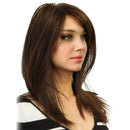20" Fashion Women Natural Long Straight Partial Bangs Wig Synthetic Full Hair Wig for Party Cosplay Daily Wear Brown