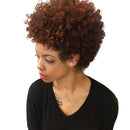 11 Inches Womens Short Curly Wavy Synthetic Hair Full Wigs With Cap Brown