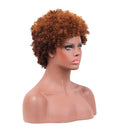 11 Inches Womens Short Curly Wavy Synthetic Hair Full Wigs With Cap Brown