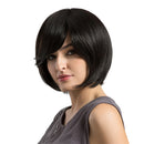 12 Inch Fashion Women Short Real Human Hair Wig with Bang Natural Straight Bob for Daily Party Cosplay Black