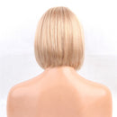 12 Inch Stylish Women Short Bob Natural Straight Fluffy Human Hair Full Wig for Cosplay Party Costume Blonde