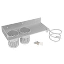 Lightweight Aluminum Spring Wall Mount Hair Dryer Holder Organizer Rack + 2pcs Toothpaste Toothbrush Curling Wand Storage Cups + Plug Hook for Bathroom