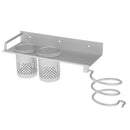 Lightweight Aluminum Spring Wall Mount Hair Dryer Holder Organizer Rack + 2pcs Toothpaste Toothbrush Curling Wand Storage Cups + Plug Hook for Bathroom