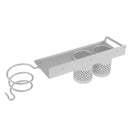 Lightweight Aluminum Spring Wall Mount Hair Dryer Holder Organizer Rack + 2pcs Toothpaste Toothbrush Curling Wand Storage Cups + Plug Hook for Bathroom