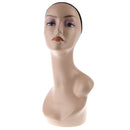 18 Inch ABS Female Mannequin Head Manikin Model Stand for Jewelry Hat Wig Scarves Display Showcase with Net Cap
