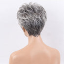 Fashion Women Straight Short Fluffy Wigs Human Hair Full Wig With Bangs Gray