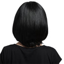 14'' HEAT RESISTANT Short Side Bangs 100% Straight Bob Real Human Hair Wigs With Cap for Women Girls Cosplay Party Daily Use Black