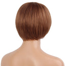 12" Women Lady Costume Cosplay Daily Wear Party Short Natural 100% Real Human Hair Wigs With Cap Heat Resistant Brown
