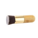 Natural Bamboo Wooden Handle Flat Top Buffer Face Foundation Loose Powder Contour Bronzer Blending Makeup Brush Tool Dense Hair