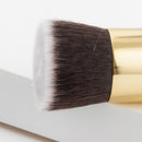 Natural Bamboo Wooden Handle Flat Top Buffer Face Foundation Loose Powder Contour Bronzer Blending Makeup Brush Tool Dense Hair