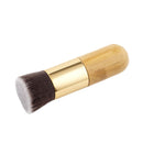 Natural Bamboo Wooden Handle Flat Top Buffer Face Foundation Loose Powder Contour Bronzer Blending Makeup Brush Tool Dense Hair
