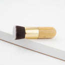 Natural Bamboo Wooden Handle Flat Top Buffer Face Foundation Loose Powder Contour Bronzer Blending Makeup Brush Tool Dense Hair