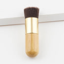 Natural Bamboo Wooden Handle Flat Top Buffer Face Foundation Loose Powder Contour Bronzer Blending Makeup Brush Tool Dense Hair