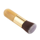 Natural Bamboo Wooden Handle Flat Top Buffer Face Foundation Loose Powder Contour Bronzer Makeup Brush Tool Dense Hair