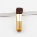 Natural Bamboo Wooden Handle Flat Top Buffer Face Foundation Loose Powder Contour Bronzer Makeup Brush Tool Dense Hair