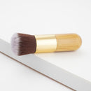 Natural Bamboo Wooden Handle Flat Top Buffer Face Foundation Loose Powder Contour Bronzer Makeup Brush Tool Dense Hair