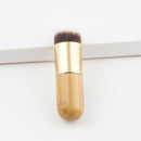 Natural Bamboo Wood Flat Top Buffer Face Foundation Loose Powder Contour Bronzer Makeup Brush Tool Dense Hair
