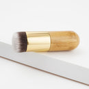 Natural Bamboo Wood Flat Top Buffer Face Foundation Loose Powder Contour Bronzer Makeup Brush Tool Dense Hair