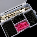 Black Hairdressing Hair Claw Section Clip Clamps U Shape Stick Bobby Pins Hairpin Set Grips Kit with Storage Box